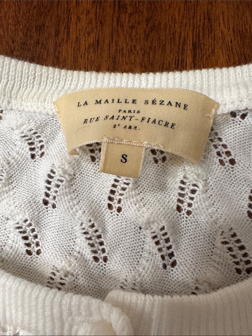 Sezane Openwork Knit Pearl-Button Cardigan - Picture 2 of 7